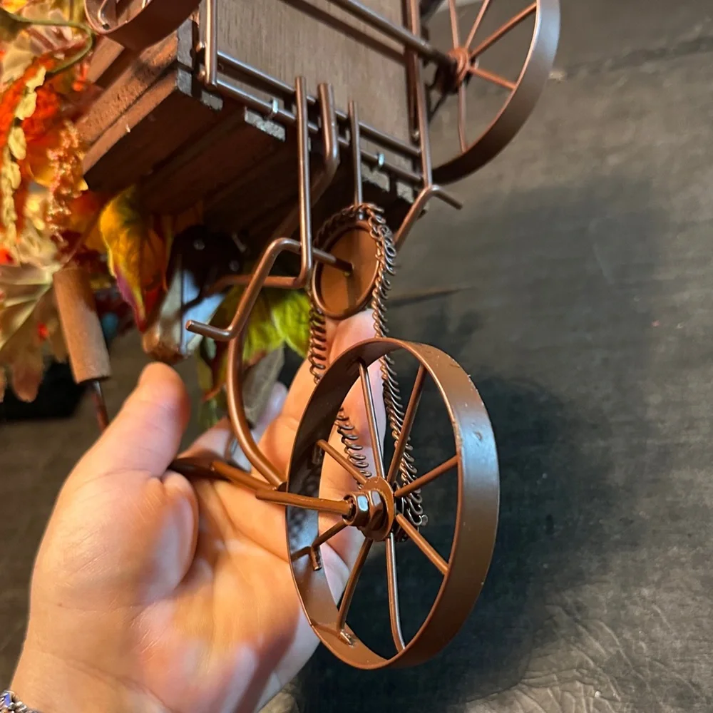 Rustic Orange Floral Tricycle Accent - Unbranded